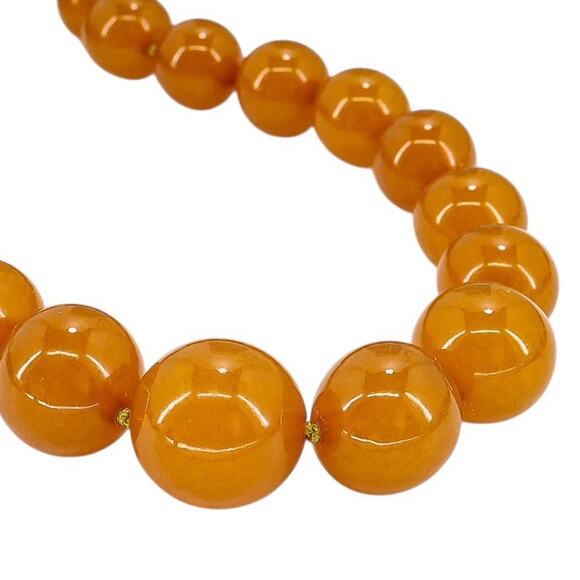 Golden Orange Baltic Amber Beads 24” 57g USSR Origin Restrung W Silver Clasp - Picture 8 of 12